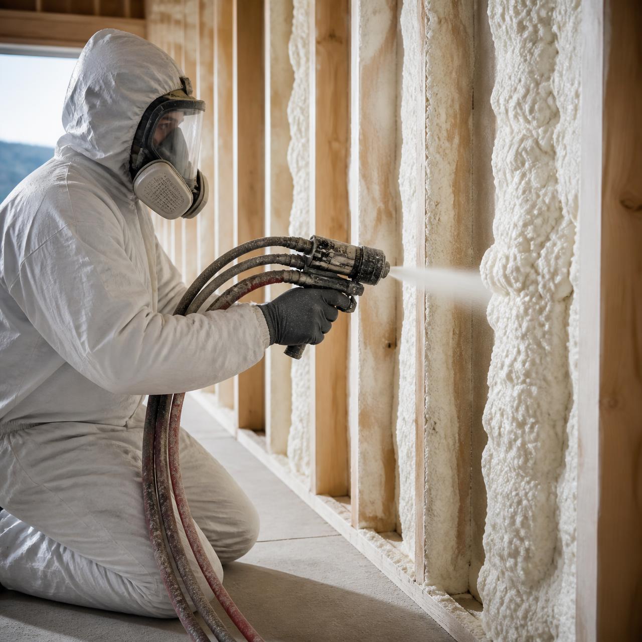 Delta Spray Foam technician applying insulation